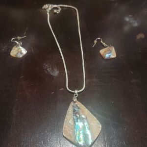Elegant Silver and Abalone Jewelry Set